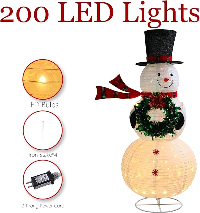 Taman 6ft Christmas Lighted Snowman Decorations Lighted Up Outdoor Lighted Holiday Displays Gift for Christmas Garden Party Yard Porch Decor