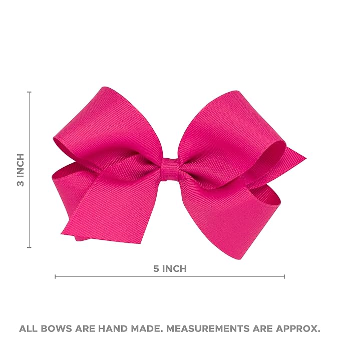 Wee Ones Girls' Classic Grosgrain Moonstitch Edge Hair Bow, No-Slip Hair Clip, Handmade, Light Orchid, Medium