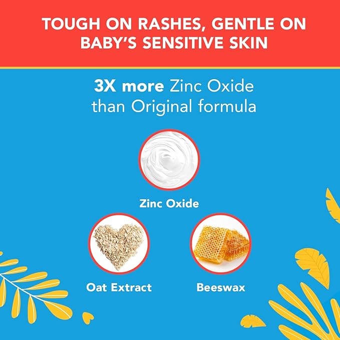 Triple Paste 3X Max Diaper Rash Ointment for Baby, Maximum Strength with 40% Zinc Oxide Ointment for Serious Diaper Rash, 2 oz Tube