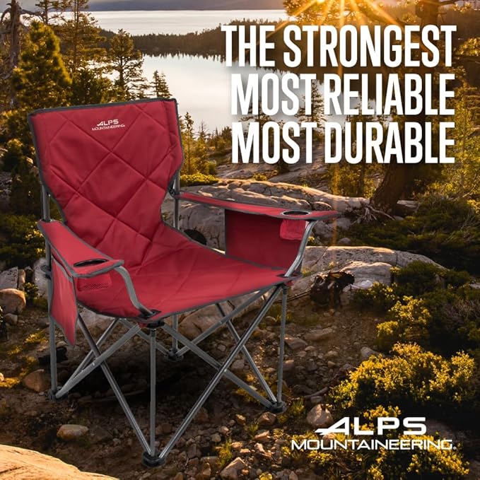 ALPS Mountaineering King Kong Camping Chairs for Adults with Mesh Cup Holders and Pockets, Built Durable and Reliable with Compact Foldable Steel Frame