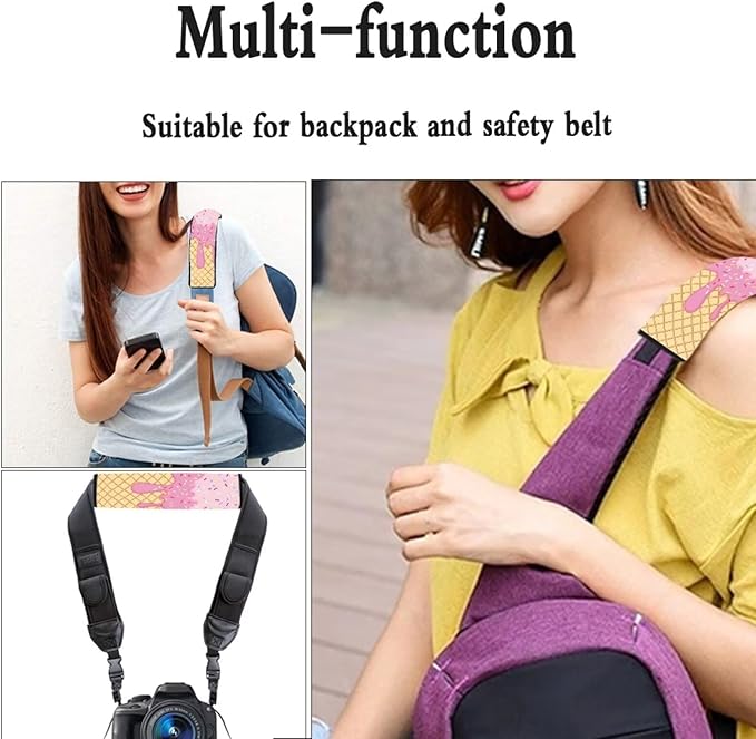 Biyejit Car Seat Belt Covers for Adults Kids, Pink Ice Cream Seatbelt Cushions Pads Cover for Trucks SUV, Car Accessories Decorations 2Pcs