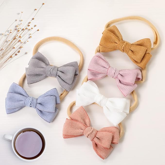 Baby Girl Headbands and Bows, Newborn Infant Toddler Nylon Elastics Hairbands Hair Accessories