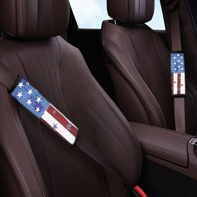 American Flag 2 Pack Seat Belt Cover Car Seat Shoulder Strap Pads Seat Belt Pad Seatbelt Covers Compatible with Most Car Accessories for Women