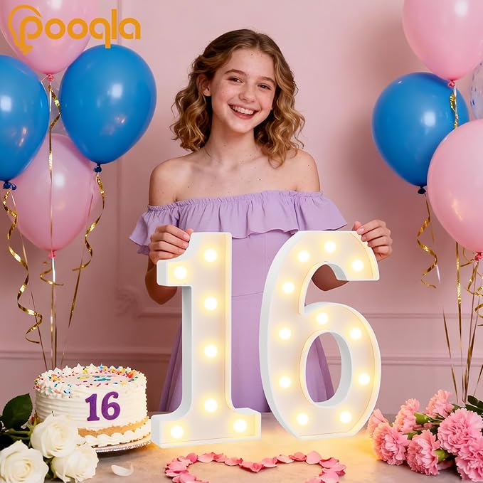 Pooqla 70th Birthday Decorations for Women Men, Large 12.6 in Tall Light Up Numbers for Party Decorations Table Decor, Big Marquee Numbers 70th Birthday Gift for Women Men Wedding Anniversary Decor