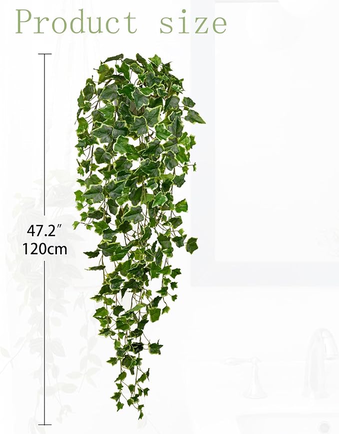 Hollyone Artificial Hanging Plants Wall Potted 47.2" Fake Ivy Vine Faux Ivy Leaves Hanging Greenery Plants for Wall Home Bedroom Indoors Outdoors Garden Patio Decor
