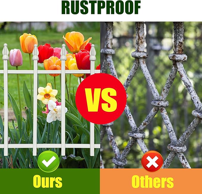 Metal Decorative Garden Fence 22" Wide x 18" High (5 Panels, Total Length 9.17 feet), Metal Border Folding Fence, Landscape Fencing for Flower Bed, Yard, Animal Barrier