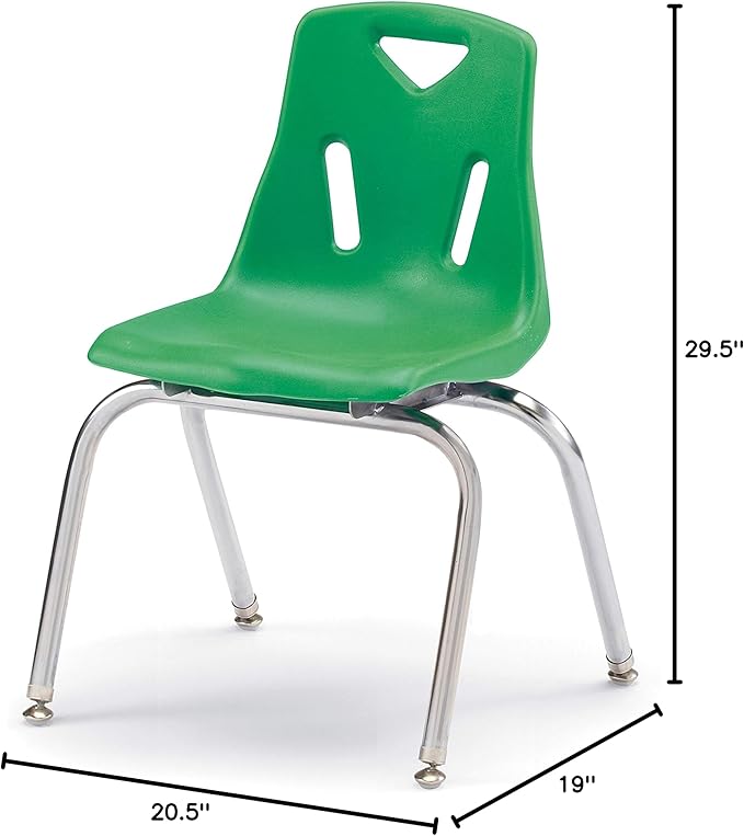Berries Jonti-Craft 8146JC1119 Stacking Chair with Chrome-Plated Legs, 16" Height, Green