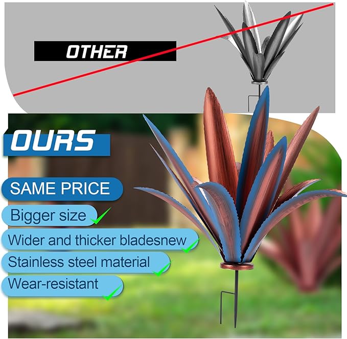 Large Tequila Rustic Sculpture, Rustic Metal Agave Plants for Outdoor Patio Yard Mexican Plant Garden， Agave