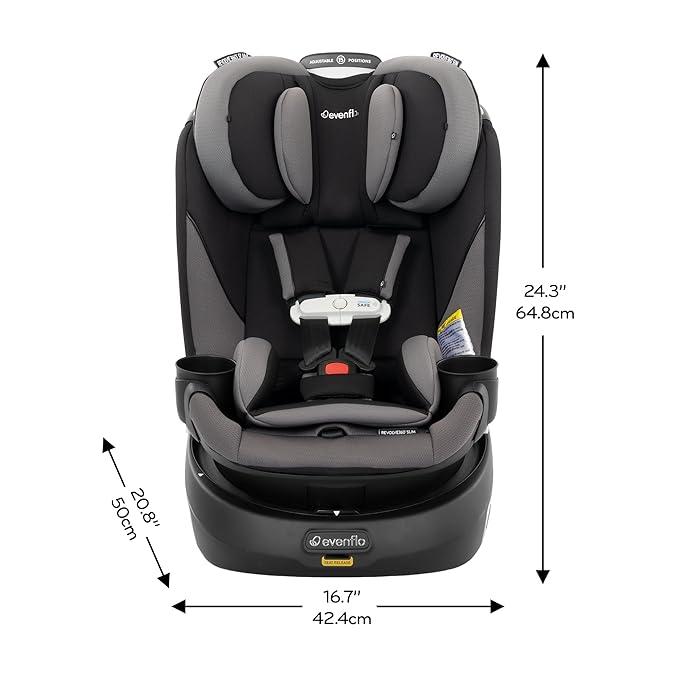 Evenflo Gold Revolve360 Slim 2-in-1 Rotational Car Seat with SensorSafe (Obsidian Black)
