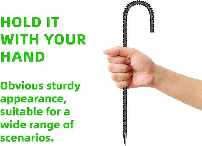 18 Pieces 12-Inch Garden Ground Stakes Galvanized Steel J Shape Hook Rebar Stake - Heavy Duty Anchors for Tents, Position Kits,Fences, and Trampolines