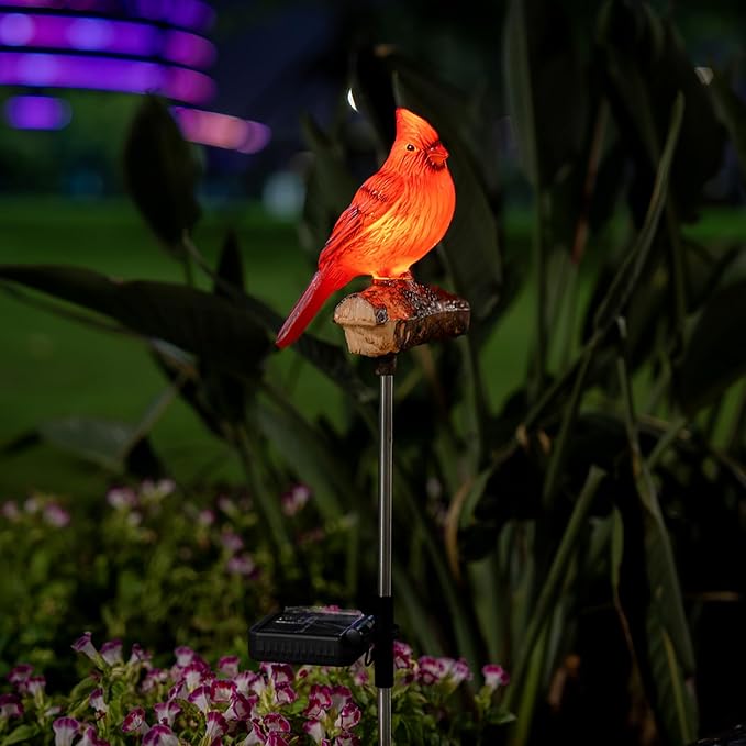 Cardinal Solar Stake Lights for Outside with Simulated Call and Breathing Light Waterproof Outdoor Christmas Decorations Yard Outdoor Use Perfect Garden Decorative Lights and Landscape Lighting