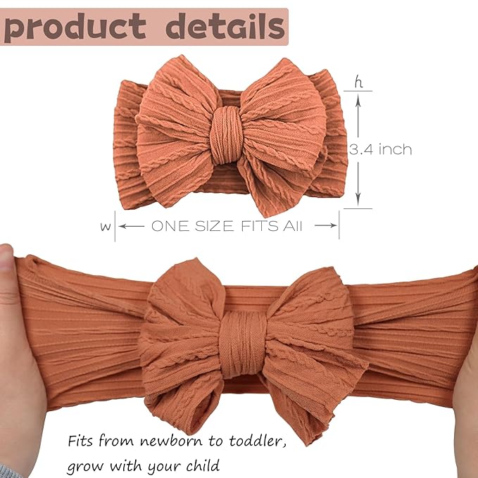 ALinmo 12 Pack Baby Headbands Super Soft Stretchy Nylon Hair Bands Hair Bows Hair Accessories for Baby Girls Newbrons infants Toddlers