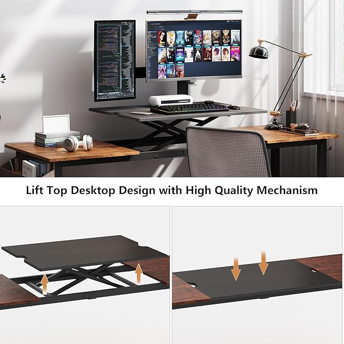 Decoholic Adjustable Height Standing Desk Whole Piece 71x23 Inch Desktop Home Office Computer Workstation Sit Stand up Desk(71inch)…