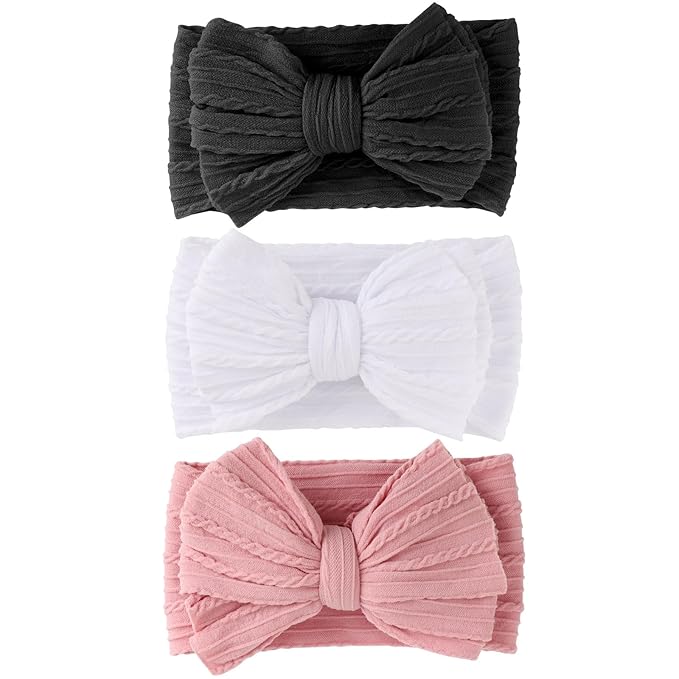 AQOKKA Baby Bows Headbands Nylon Baby Girl Headbands Soft Handmade Hairbands Toddler Hair Accessories for Girls Baby Newborn Infant Kids