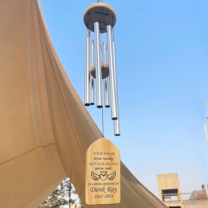 Memorial Wind Chimes - Sympathy Gift for Loss of Loved One, In Memory of a Loved One - Bereavement Gift Ideas - Your Wings were Ready