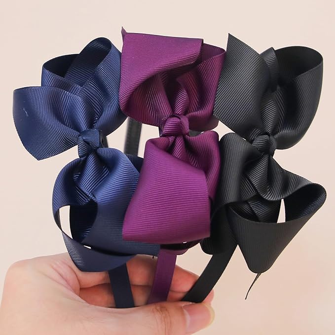 XIMA 14pcs Bows Headbands for Girls,4.5inch Baby Girls Ribbon Hair Bows Headband with Teeth for 4-12years Kids Children Teens Hair Bands Accessories