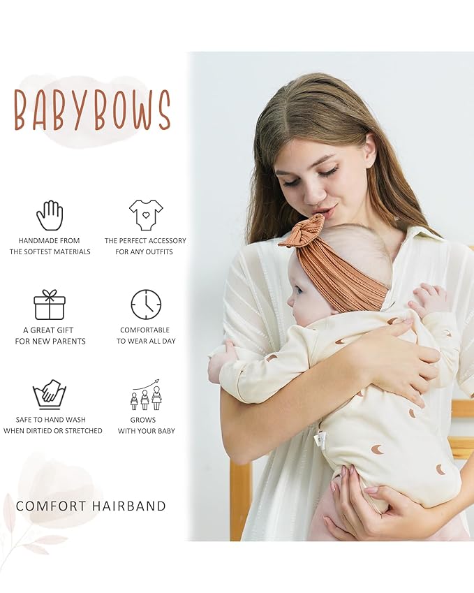 jollybows 12pcs Nylon Headbands for Baby Girls Infant Baby Bows Newborn Hairbands Toddler Hair Bow Elastics Head Wraps