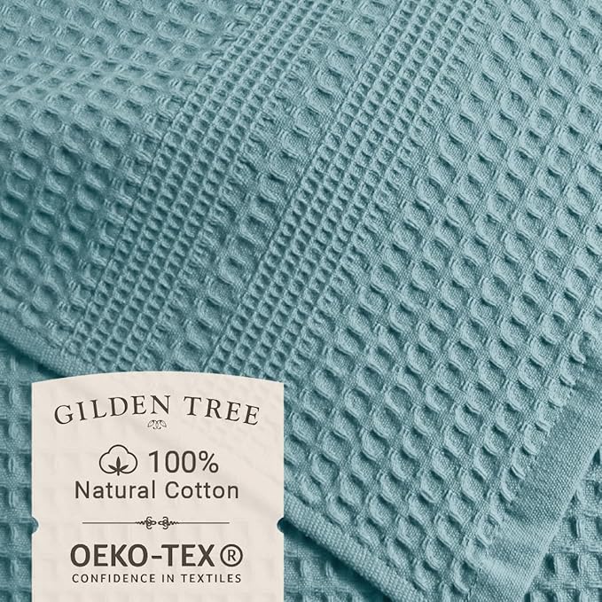 GILDEN TREE Waffle Towel Set Quick Dry Thin | 2 Bath Towels | 2 Hand Towels | 2