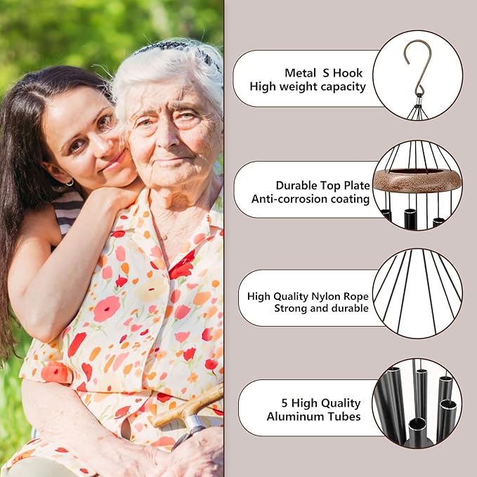 ASTARIN Custom Cardinal Memorial Wind Chimes, 35" Sympathy Gifts Wind Chime for Loss of Mom Dad Sister Son, Personalized Name Date Bereavement Condolence Gift for Outside Outdoor
