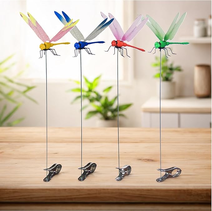 Kleeblatt Dragonfly Clip Bug Repellent 12pcs - DIY Dragon Fly Clips for Bugs Repellent, Hair Accessories, Garden Decor, Outdoor Decorative Stakes - Ideal for Garden & Patio Enhancement (in Bags)