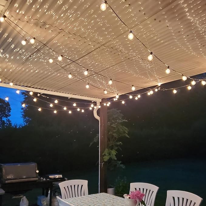 SUNSGNE 50ft Outdoor Globe String Lights G40 Patio String Lights with 53 Bulbs Connectable Commercial Hanging Lights for Christmas Patio House Backyard Balcony Party Wedding Decor, Black