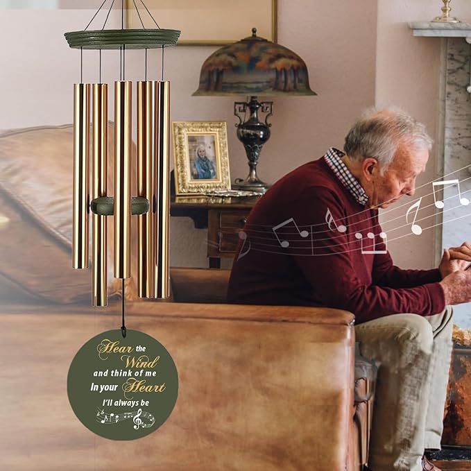 Personalized Sympathy Wind Chime, Wind Chimes for Loss of Loved Father/Mother/Lover, Condolence Gifts Wind Chimes for Outside, Sympathy Bereavement Gifts for Condolences/Funeral, Product in USA