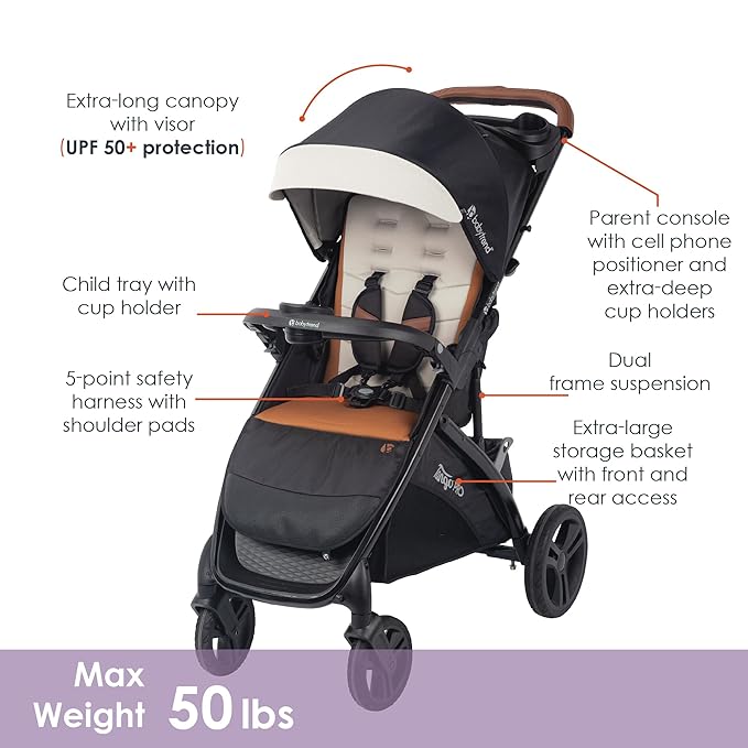 Baby Trend Tango PRO Travel System with Secure-Lift Infant Car Seat, Dash Tan