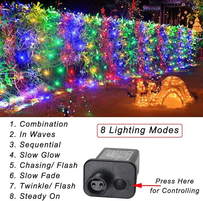 21ft x 5ft 360 LED Colorful Christmas Net Lights, 8 Modes Connectable Outdoor String Lights for Yard, Garden, Party Decor