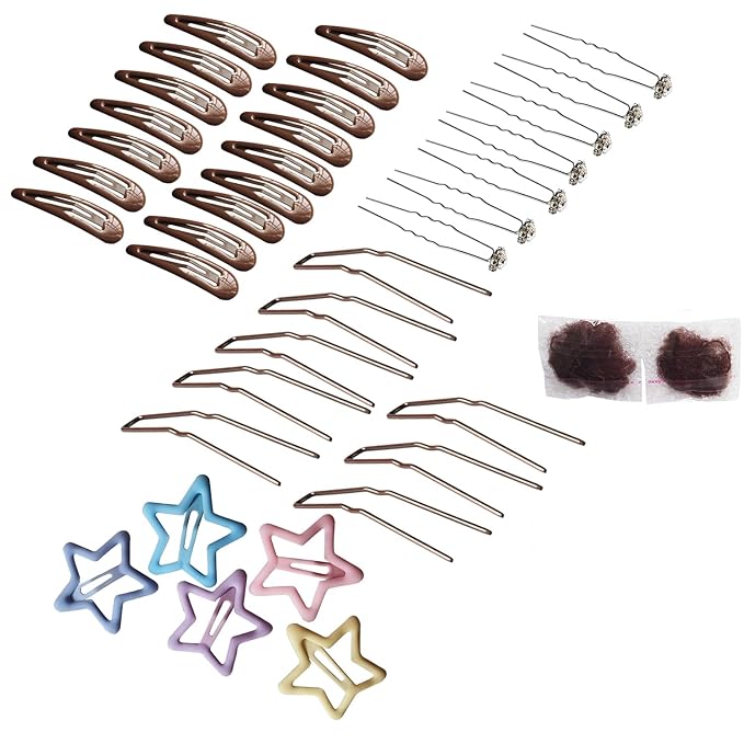 Snap Hair clips hair style accessories kits for girl women ballet dance U shaped hair pins Bobby clips,42pcs (Gold, 2 inch kit)
