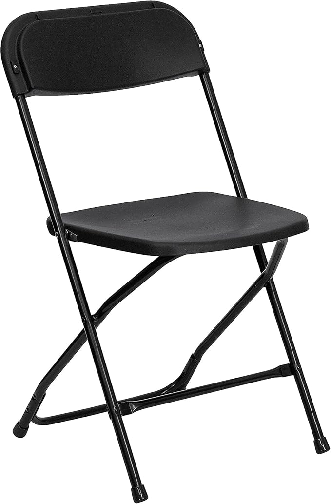 Flash Furniture Hercules Series Plastic Folding Chair - Black - 650LB Weight Capacity Comfortable Event Chair - Lightweight Folding Chair
