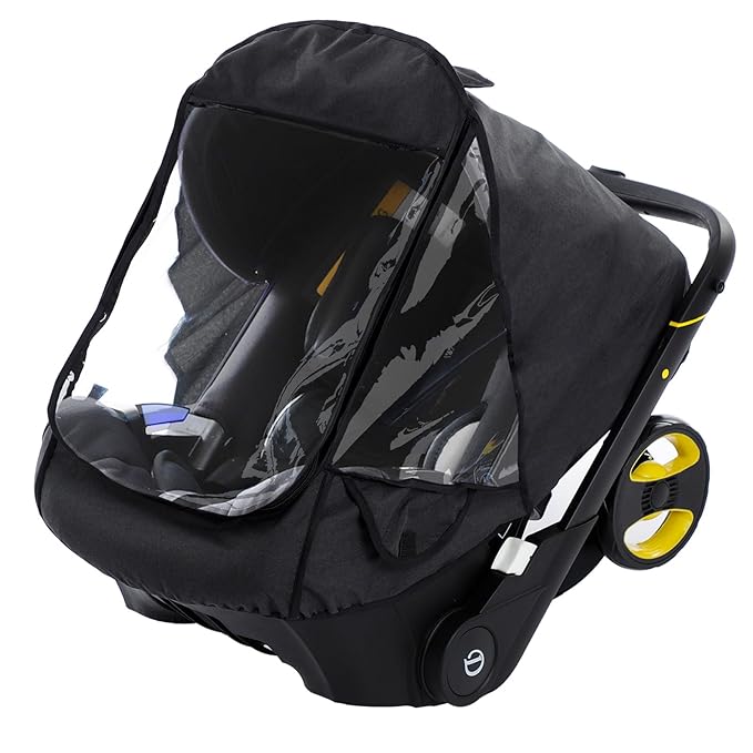Car Seat Rain Cover,Food Grade EVA,Universal Car Seat Rain,Waterproof, Windproof Protection,Protect from Dust Snow,Rain Cover Features Quick-Access Zipper Door and Side Ventilation(Black)