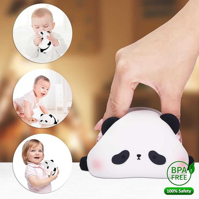 Attivolife Panda Night Light, Cute Animal Squishy Silicone Touch Lamp, Rechargeable Dim Timer LED Nightlight, Feeding Room Bedside Decor, Best Birthday Gifts for Women Girlfriend