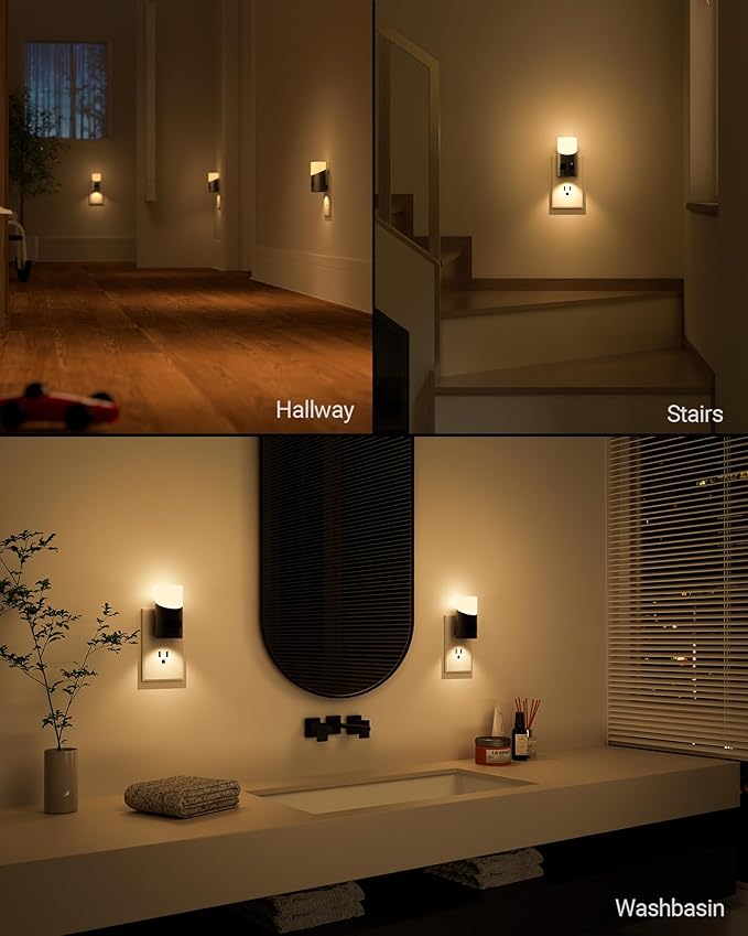 Lyridz LED Night Lights Plug into Wall with Motion Sensor, 1-150LM Dimmable Plug-in Nightlight Indoor for Bedroom, Bathroom, Hallway, Stairs, Pet House, Toilet, 2 Pack