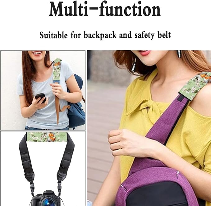 Car Seat Belt Cover Soft Car Safety Seat Belt Strap Shoulder Pad for Women Men 2 Pack Universal Size White Flower Bird