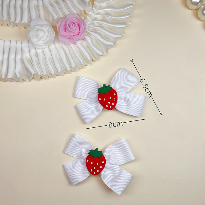 Strawberry Snap Clips Baby Girls Fruit Hair Bow Clips Strawberry Hair Ring Tie BBW24 (Set-J)