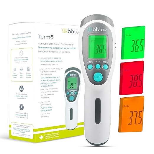 bblüv - Termö - Infrared Digital Thermometer, Non-Contact Forehead Temperature for Adults and Kids, Digital Thermometer for Home with Fever Indicator, Non-Touch Accurate & Instant Temperature Reading