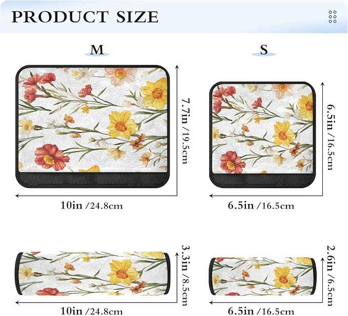 Car Seat Belt Covers 2 Piecing Breathable Camera Bag Strap Cover for Adults Child Kids S Fall Flowers Daffodil Carnation Freesia White