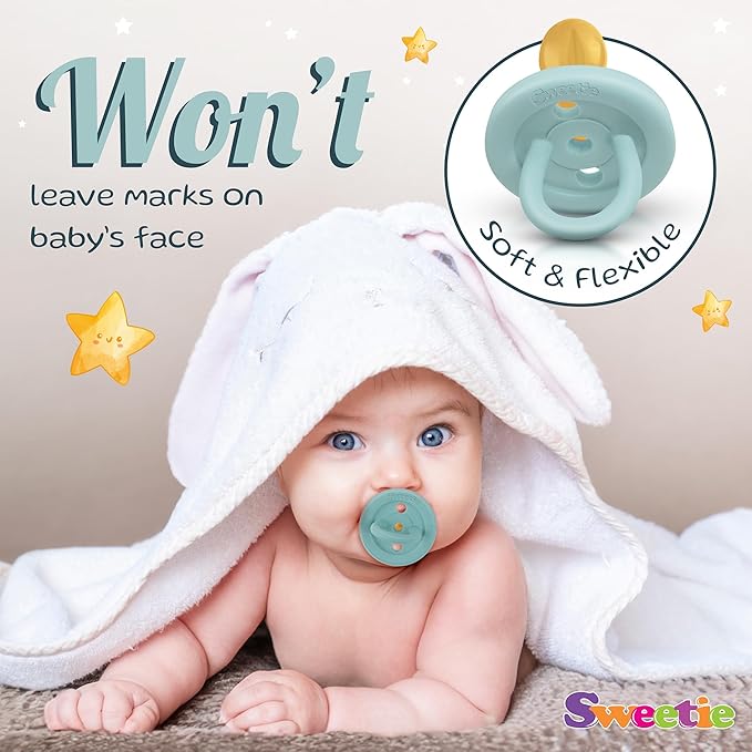SWEETIE Rubber Pacifier Natural Rubber Pacifier Rounded (Turquoise, 0-6 Month)