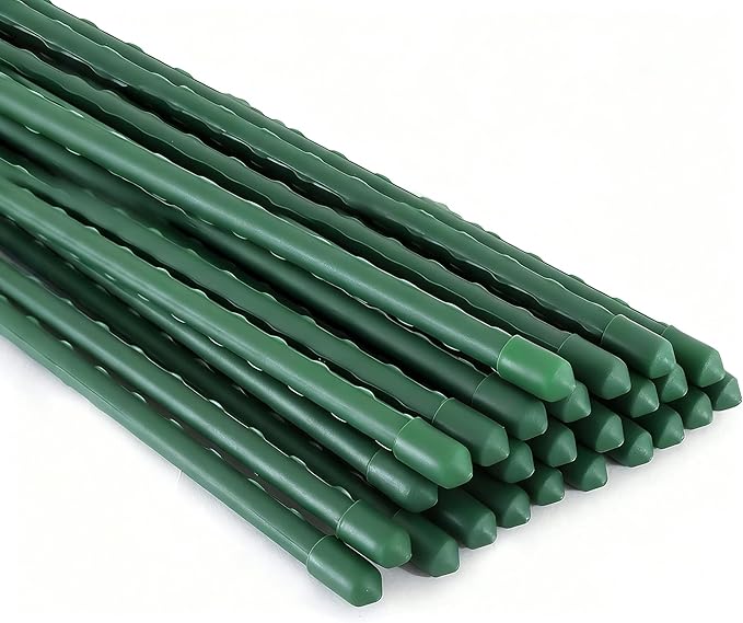 Xiny Tool Garden Stakes, 15 Pack 8 FT Steel Plant Garden Tomato Stakes with Plastic Coat for Climbing Plants (96 Inch)