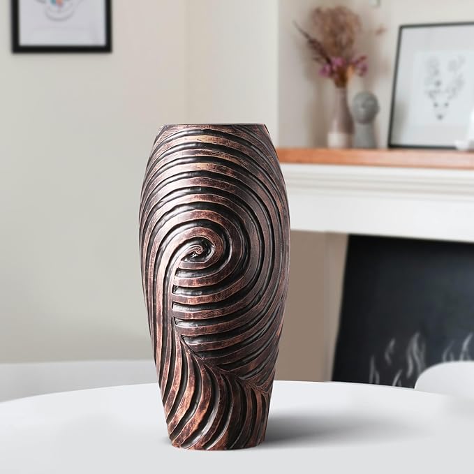 Vintage Home Decor Vase, Brown Resin Vase for Home Decor, Bedroom, Dining Table, Living Room Decor, Bookshelf Decor, Mantel, 15.7 inch