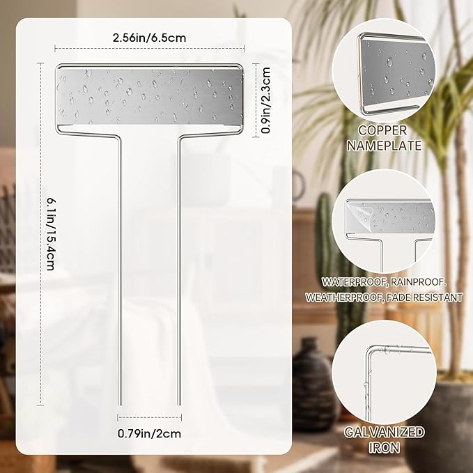 25PCS Silver Metal Plant Tags Plant Labels with 50Pcs Labels, Rainproof PET Film & 2 Permanent Pen, 6.1 inch Weatherproof Banner Garden Markers, Marking Protection Seedling Signs Nursery Tags