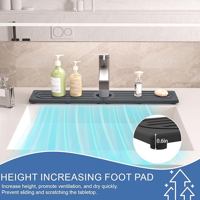 Fast Drying Kitchen Sink Splash Guard, Durable Stone Kitchen Faucet Mat