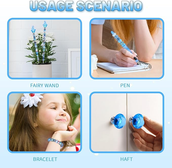 158 Pcs DIY Fairy Wand Garden Stakes Kit,Multiple Color Scheme European Beads Crystal Diamond Tops and 12 or 10 Inch Threaded Rods,Stainless Steel Stakes with Diamond Toppe (Lenmon)