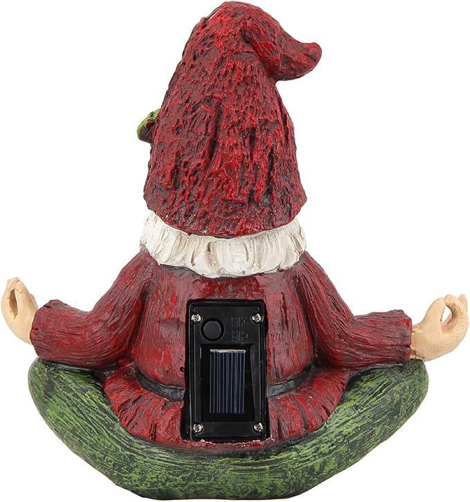 Garden Yoga Gnome Statue, Outdoor Gnomes Figurine with Solar Lights, Knome in Yoga Pose for Garden Decor, Elf Sculptures and Statues for Patio Lawn Yard