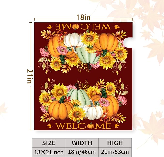 Fall Pumpkin Mailbox Cover Magnetic Autumn Sunflower Maple Leaves Mailbox Cover Standard Size 21 x 18 Inch Thanksgiving Welcome Post Box Covers Wraps Home Garden Decor for Outdoor