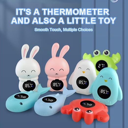 Baby Bath Thermometer, Digital Tube Floating Thermometer, Temp Warning Water Temperature Thermometer, Cute Cartoon Water Temperature Monitoring for Newborns, Infants (Crab Green)