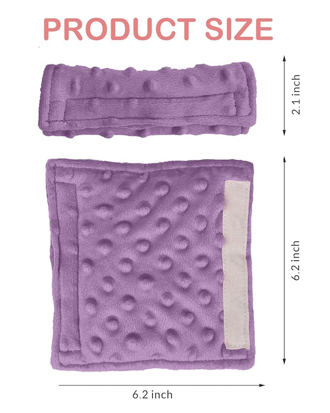 Baby Car Seat Neck Cover, Car Seat Strap Cover, Seat Belt Cushions Pads, Shoulder Strap Protectors, Reversible Pram Harness Covers in Minky Purple, Baby Neck Pad Protector