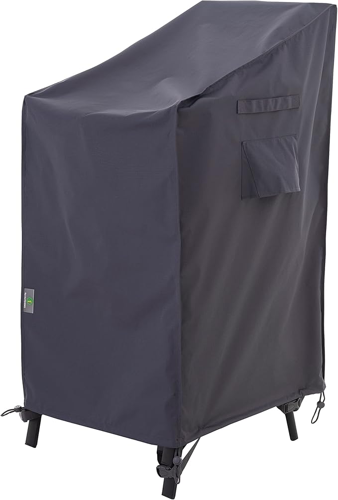 F&J Outdoors Patio Chair Covers, Heavy Duty Waterproof UV Resistant Outdoor Stackable Chair High Back Chair Cover, Grey, 27" W x 37" D x 47" H