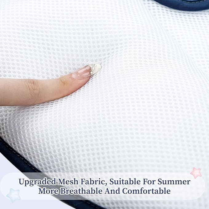 Pea Pod Baby Car Seat Head Support for Newborn, 2 in 1 Infant Car Seat Head Body Support for Boys Extra Soft Breathable Baby Car Seat Cushion Insert for Strollers, Swings, and Bouncers, Blue Space