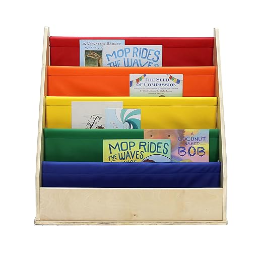 Factory Direct Partners 13745-AS Birch SoftScape Sling Book Display, 4-Shelf Vinyl Storage for Kid"s Books and Magazines for Bedroom, Playroom, Daycare, Preschool or Classroom - Assorted